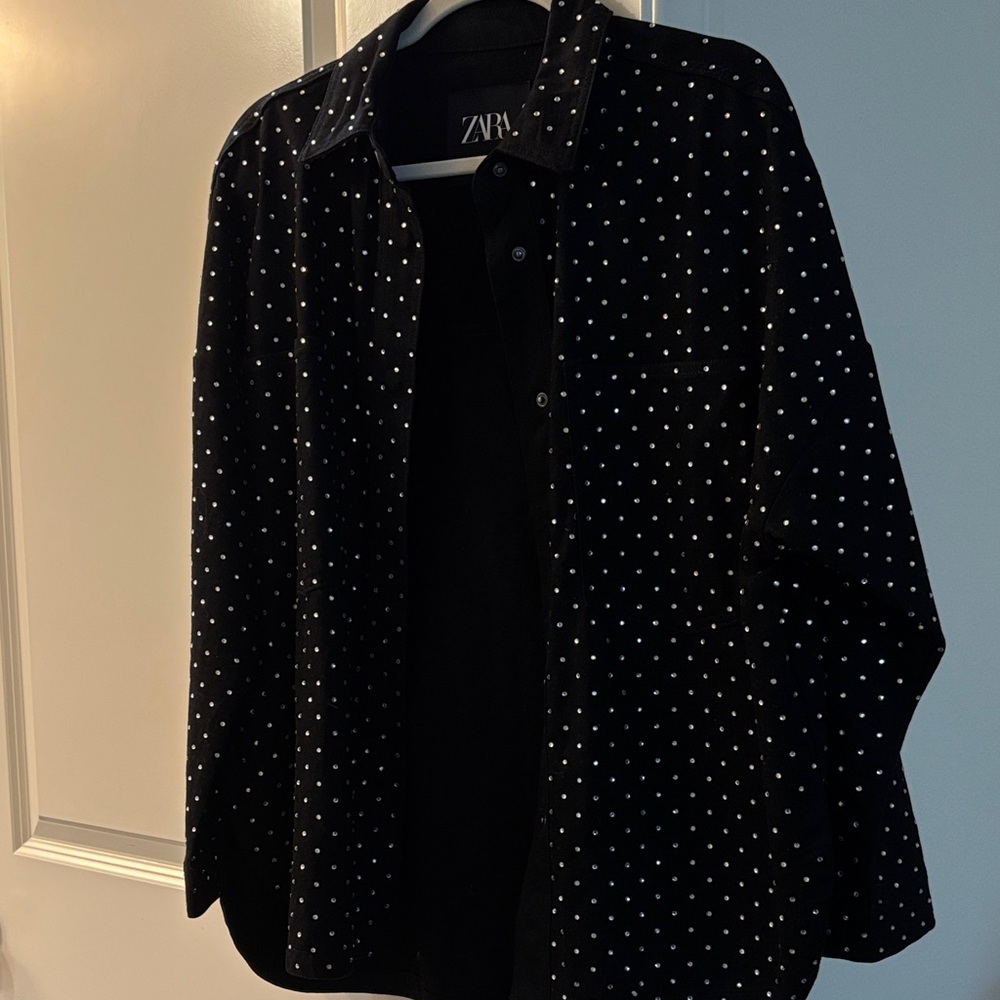Zara Black Shirt with White Dots